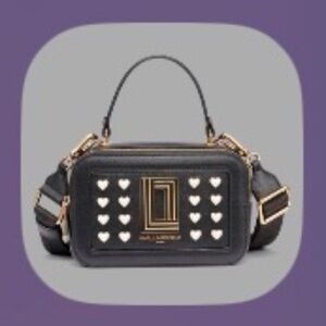 Karl Lagerfeld SIMONE CROSSBODY BLACK/GOLD WITH PEARL HEARTS